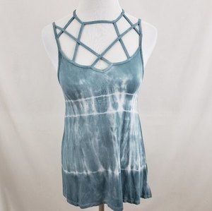 American Eagle Tank Top Tie Dye Cage Neck Tank Blue size XS Boho 90's